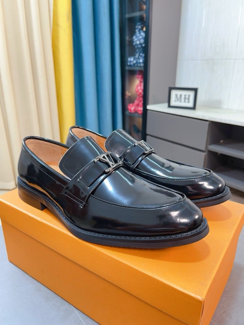 Louis Vuitton Black Buckle Loafers — side