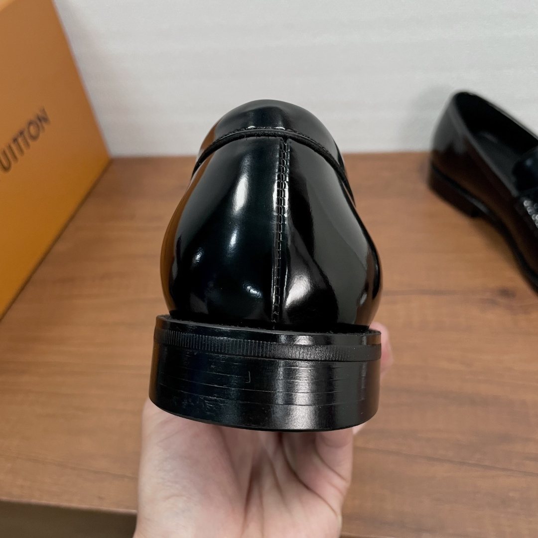 Louis Vuitton Black Logo Buckle Loafers — back
