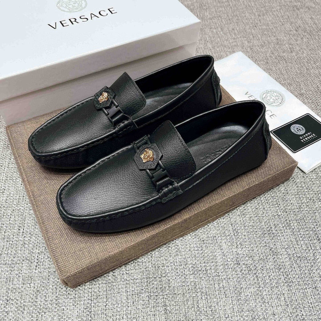 Versace Black Medallion Loafers — front