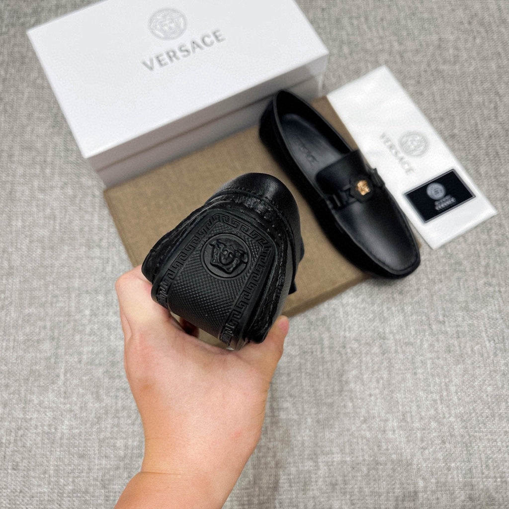 Versace Black Medallion Loafers — detail