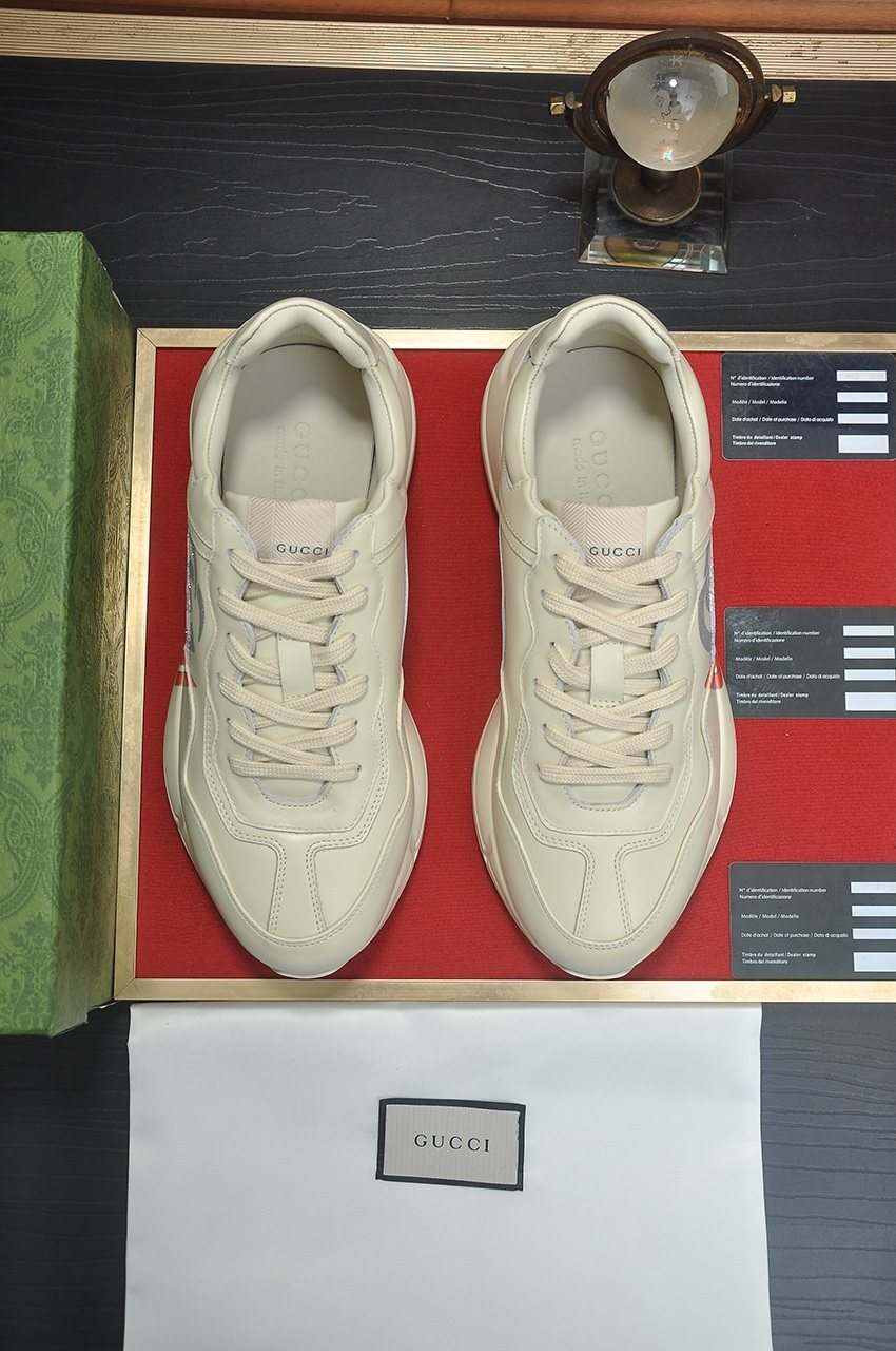 Gucci Off-White Red Accent Sneakers — front