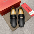 Salvatore Ferragamo Black Textured Driving Loafers — hero