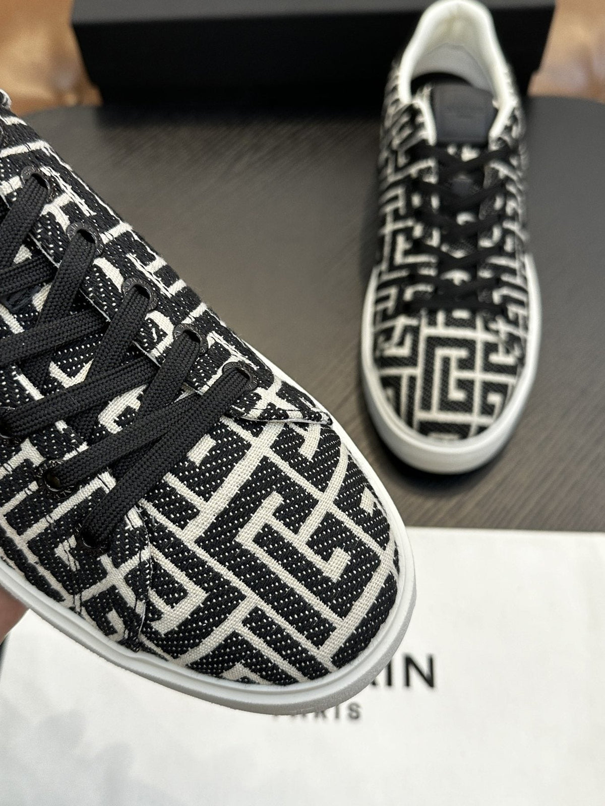 Balmain B-Skate Patterned Low-Top Sneakers — detail