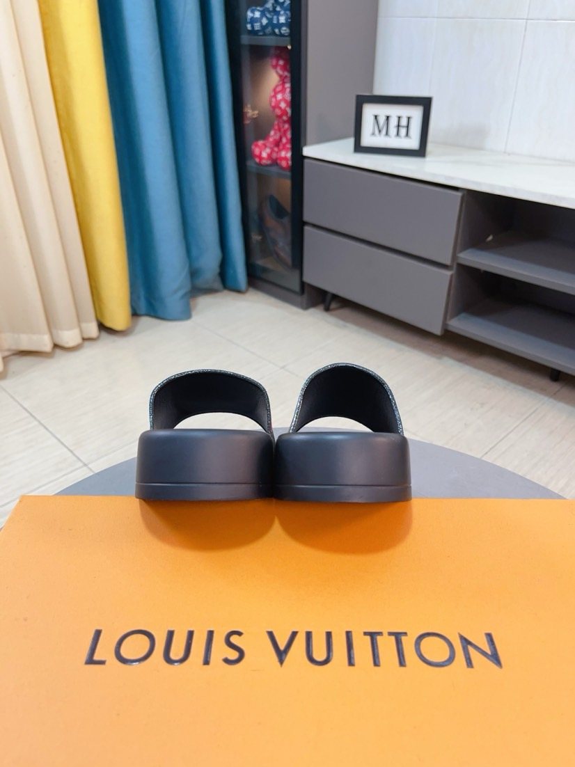 Louis Vuitton Black Slide Sandals — hero