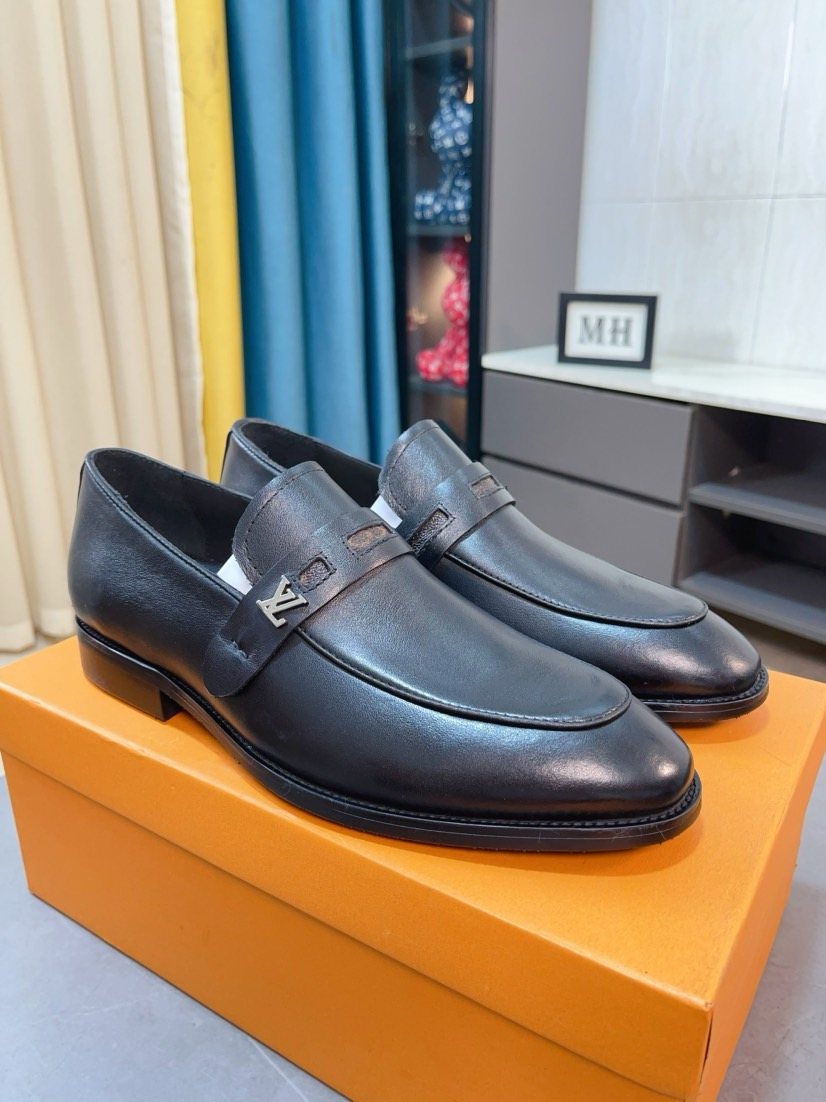 Louis Vuitton Black Logo Hardware Loafers — front