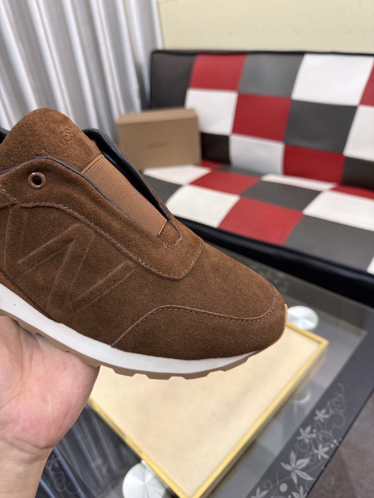 威士顿 Brown Slip-On Sneakers — side