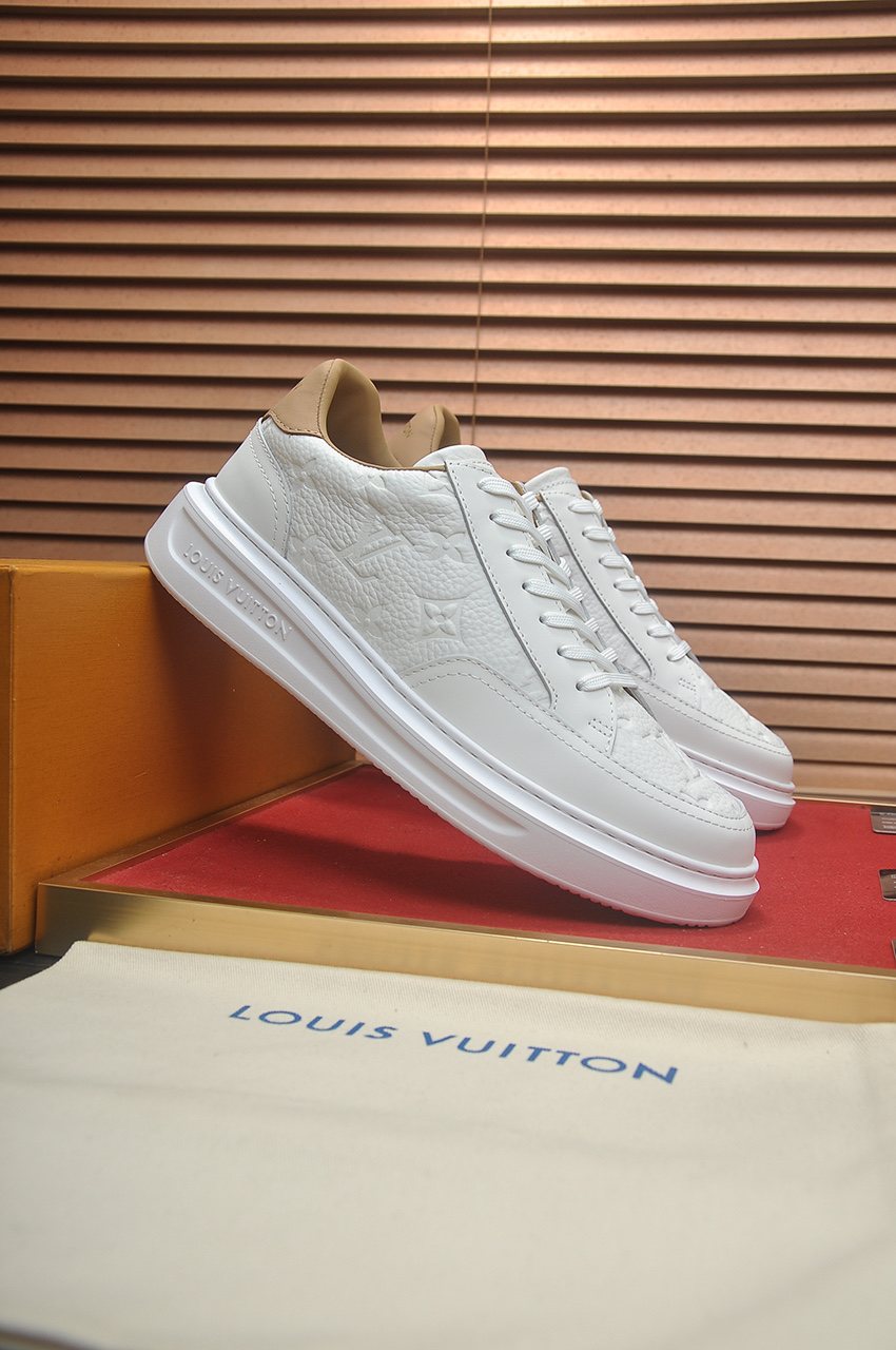 Louis Vuitton White Low-Top Sneakers — front