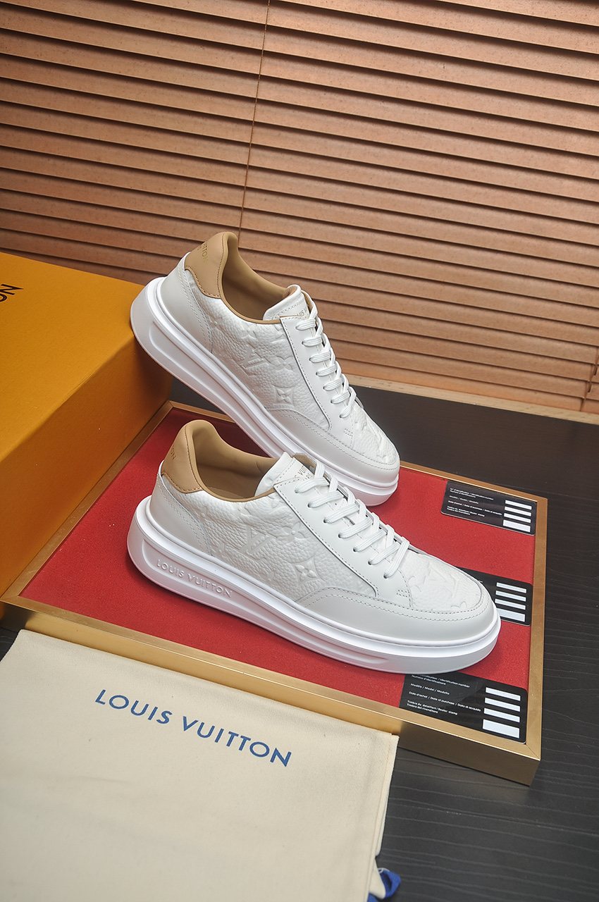 Louis Vuitton White Low-Top Sneakers — side