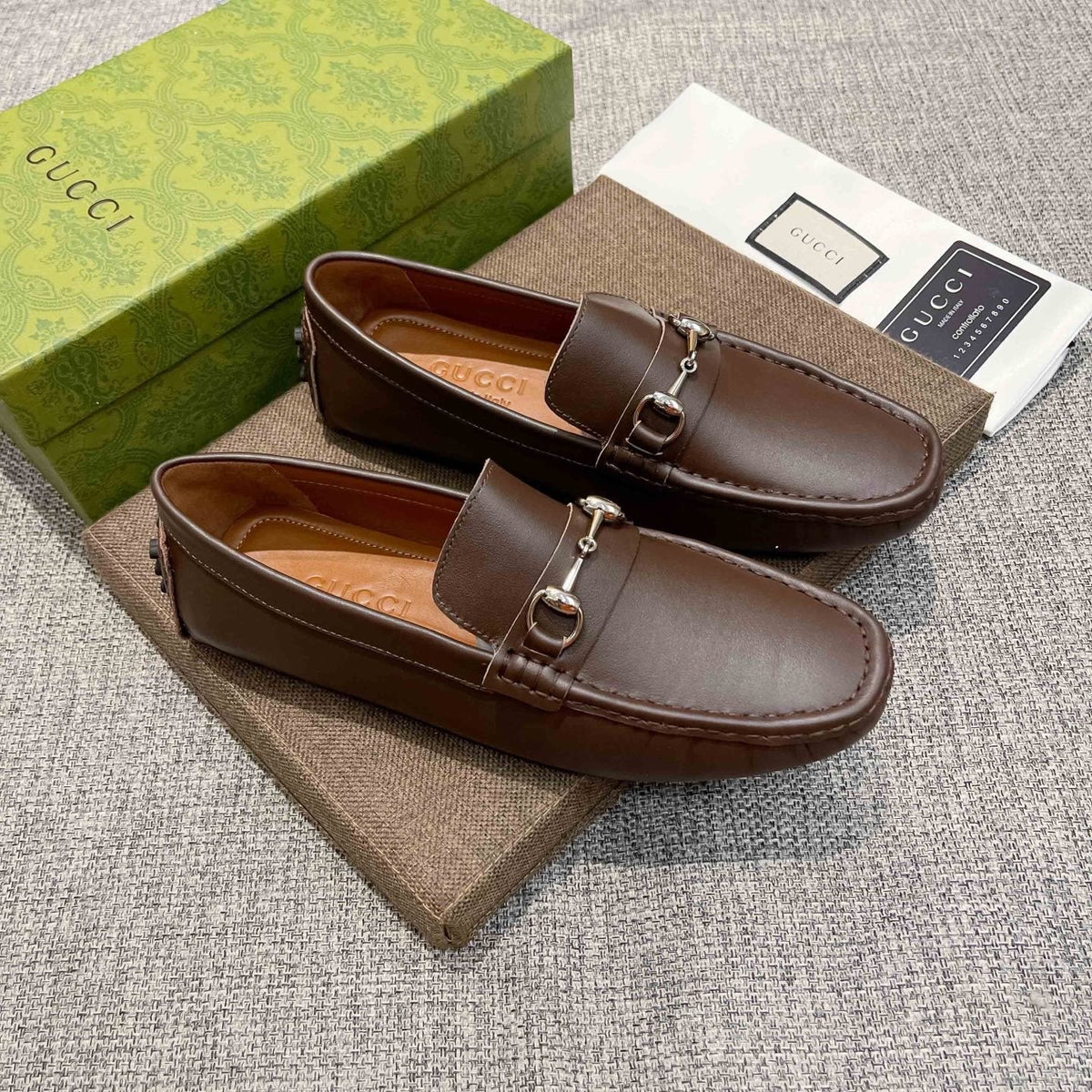 Gucci Brown Bit Loafers — front