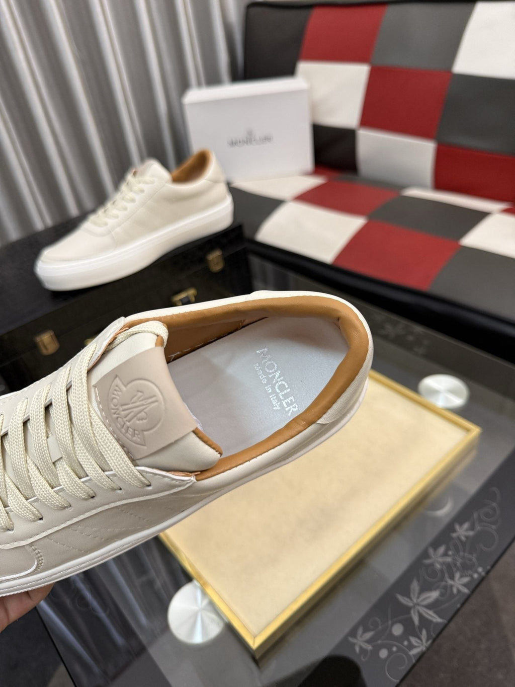 Moncler Off-White Low-Top Sneakers — detail