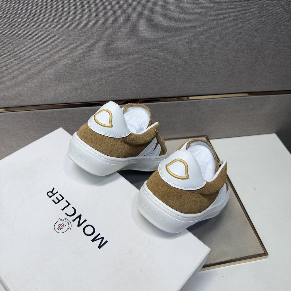 Moncler Tan and White Striped Low-Top Sneakers — back