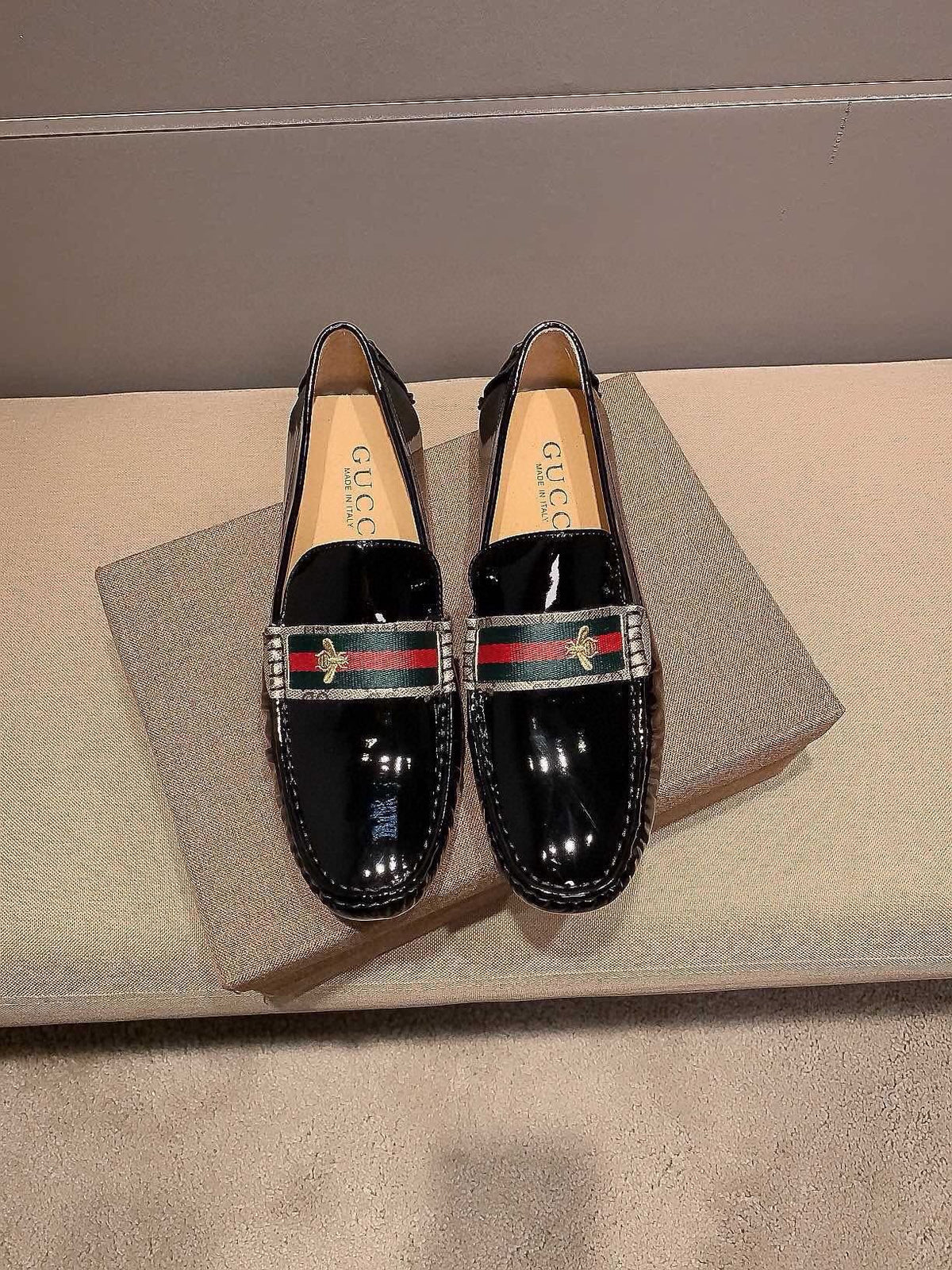 Gucci Black Stripe Loafers — hero