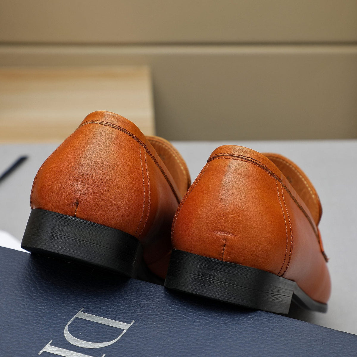 Dior Orange-Brown Buckle Loafers — back