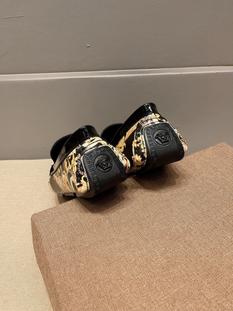 Black Gold Ornamental Slip-On Loafers — detail