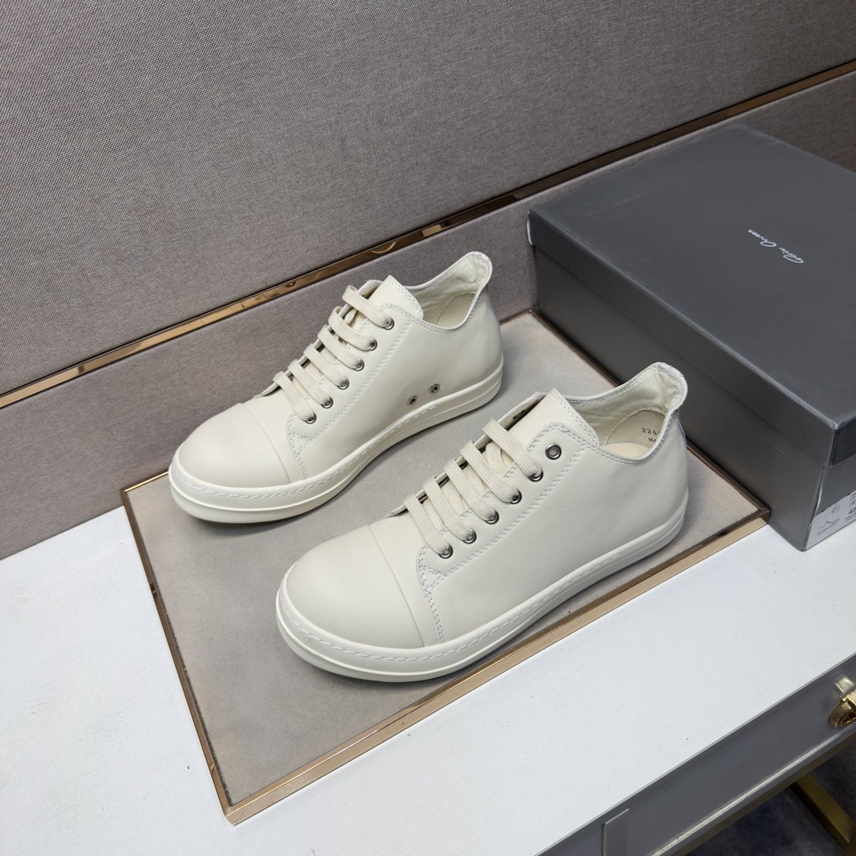 White Leather Low-Top Sneakers — front