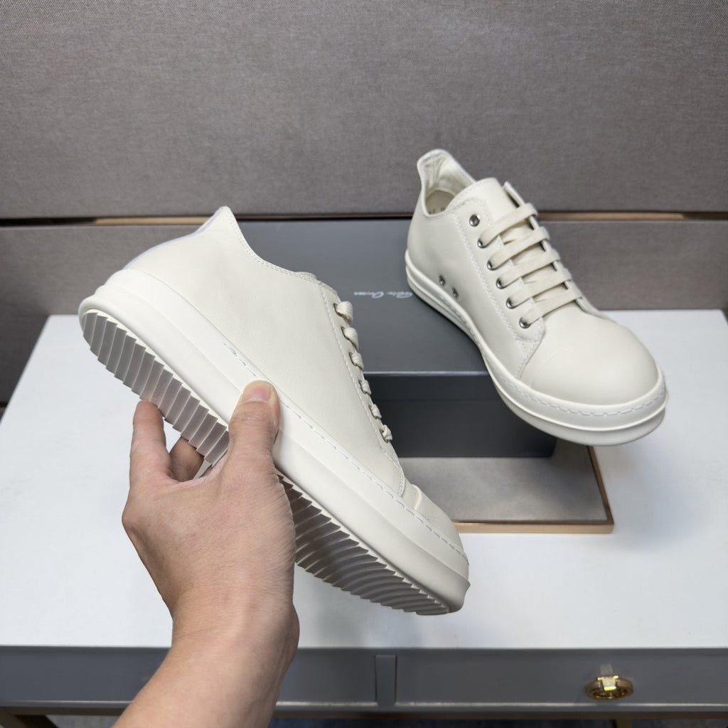 White Leather Low-Top Sneakers — model
