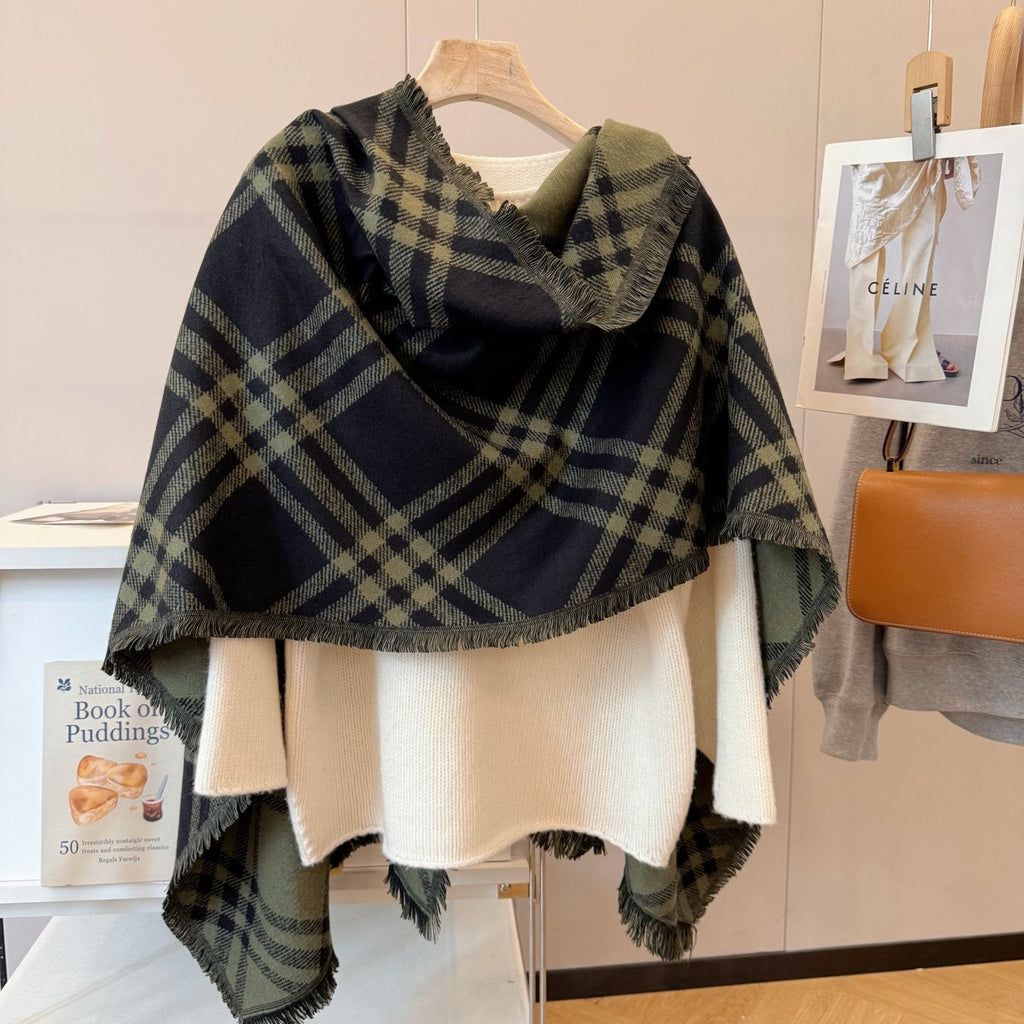 Burberry Plaid Fringed Scarf — model