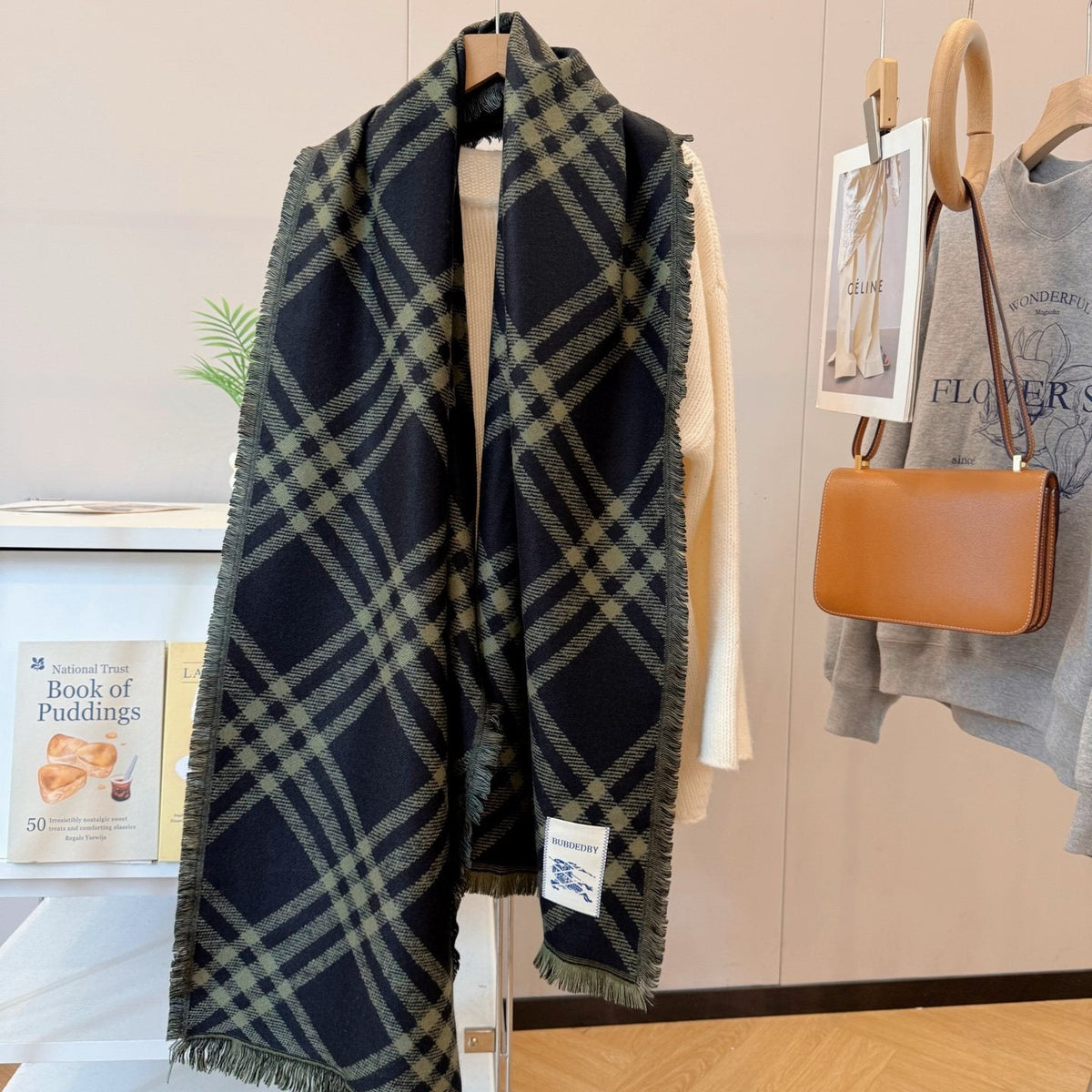 Burberry Plaid Fringed Scarf — front