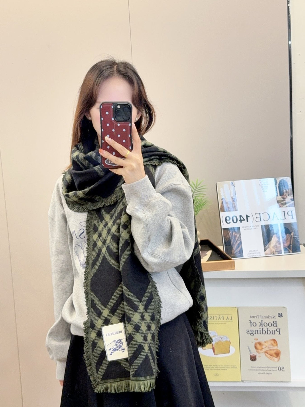 Burberry Plaid Fringed Scarf — model