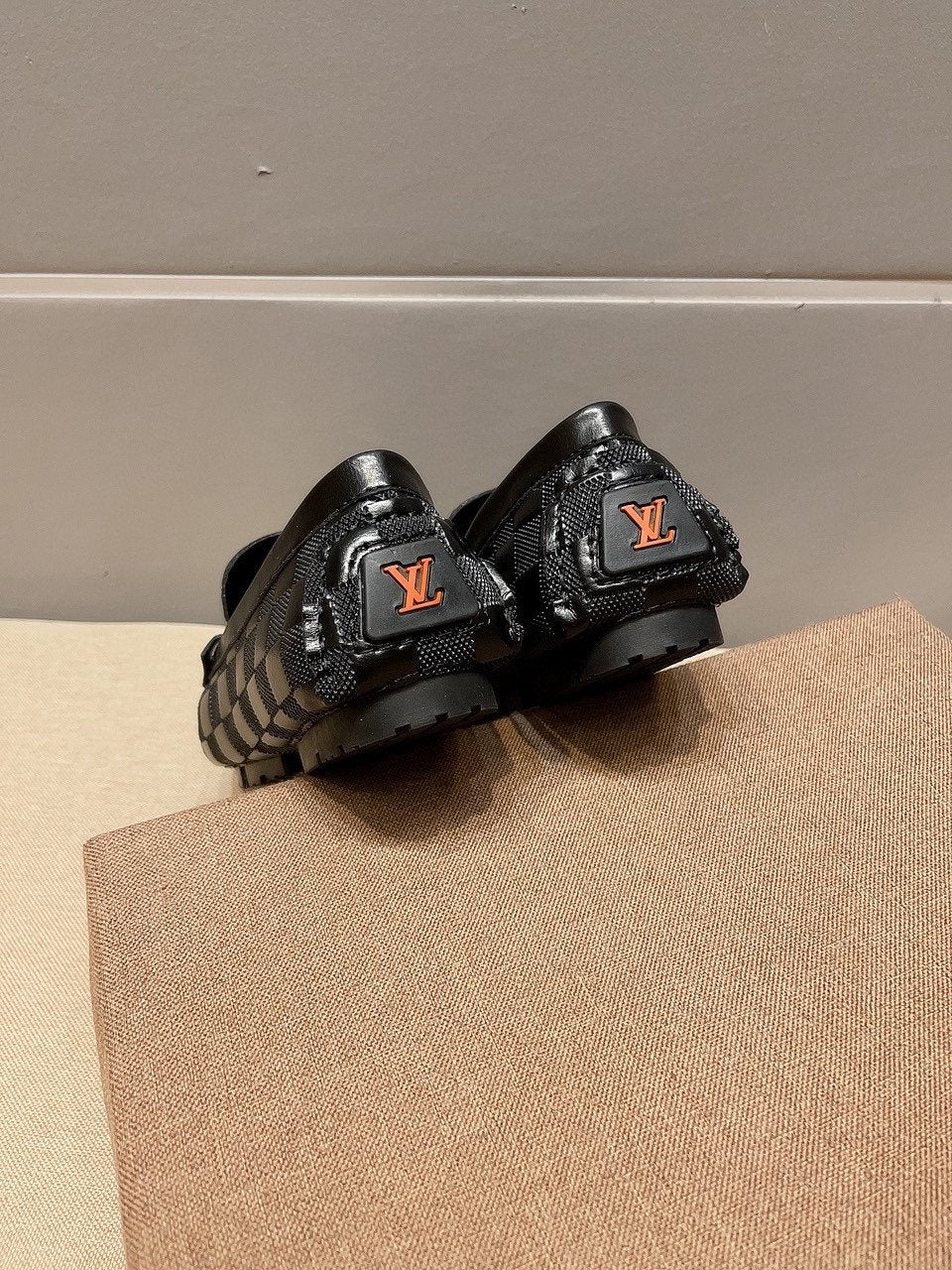 Louis Vuitton Checker-Woven Buckle Loafers — back