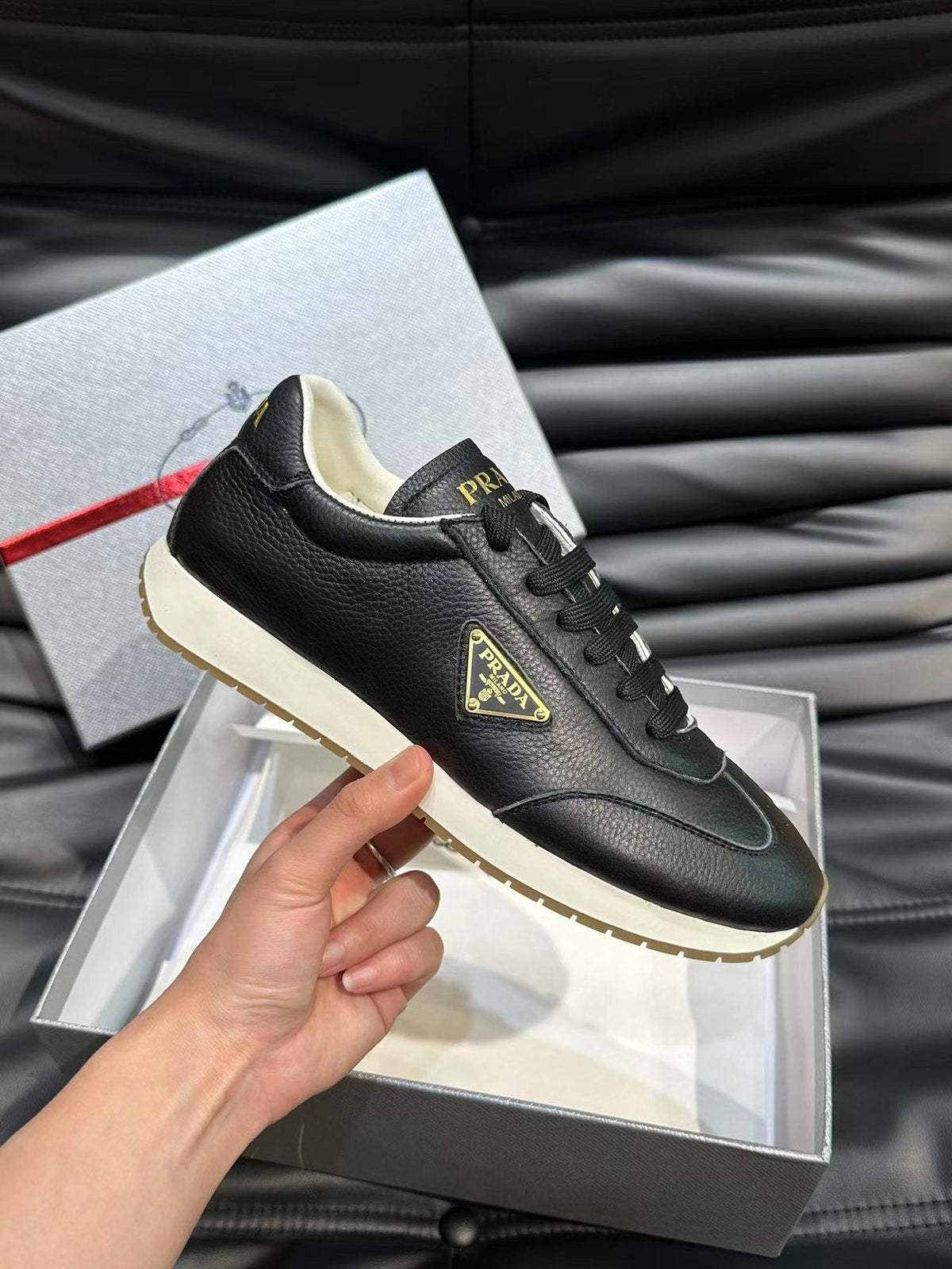 Prada Black Low-Top Logo Sneakers — model