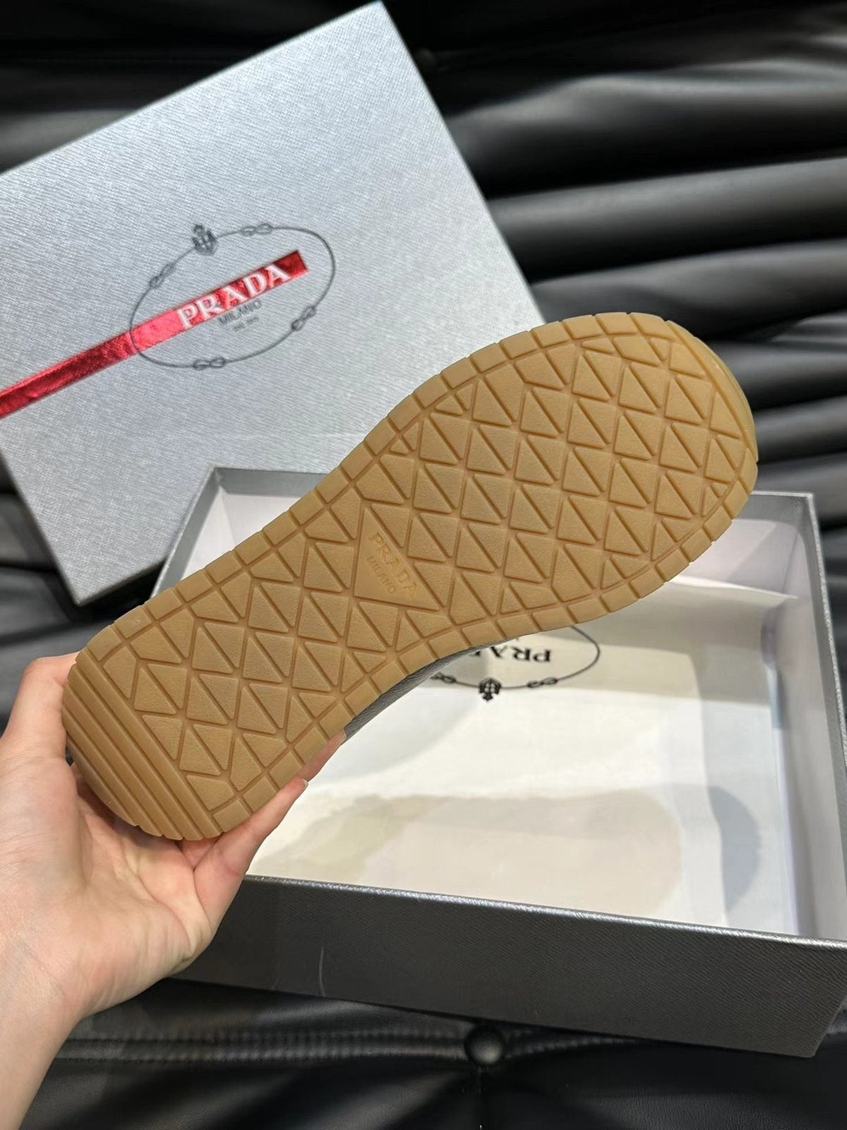 Prada Black Low-Top Logo Sneakers — detail