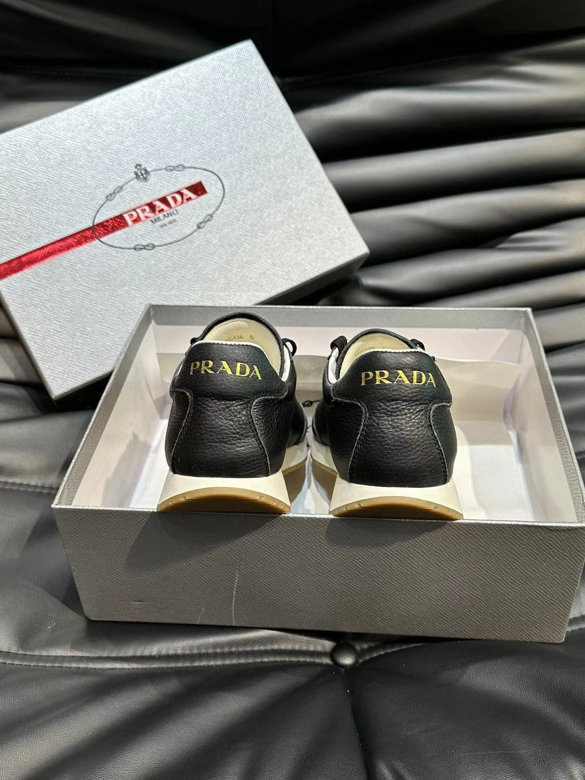 Prada Black Low-Top Logo Sneakers — back
