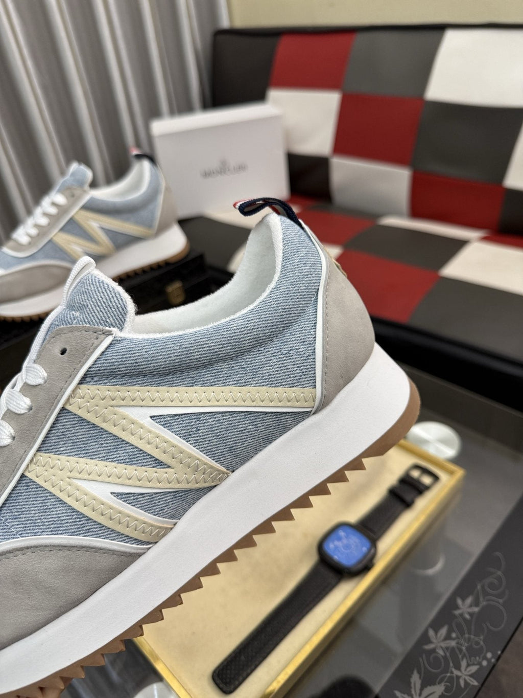 Moncler Light Blue Panel Low-Top Sneakers — detail