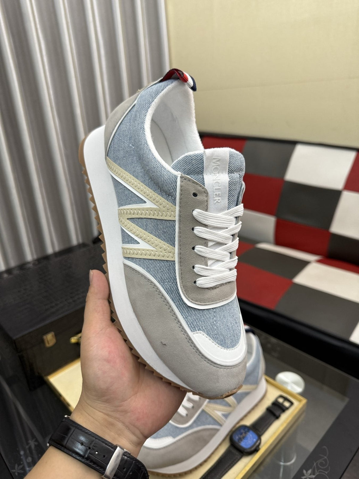 Moncler Light Blue Panel Low-Top Sneakers — model
