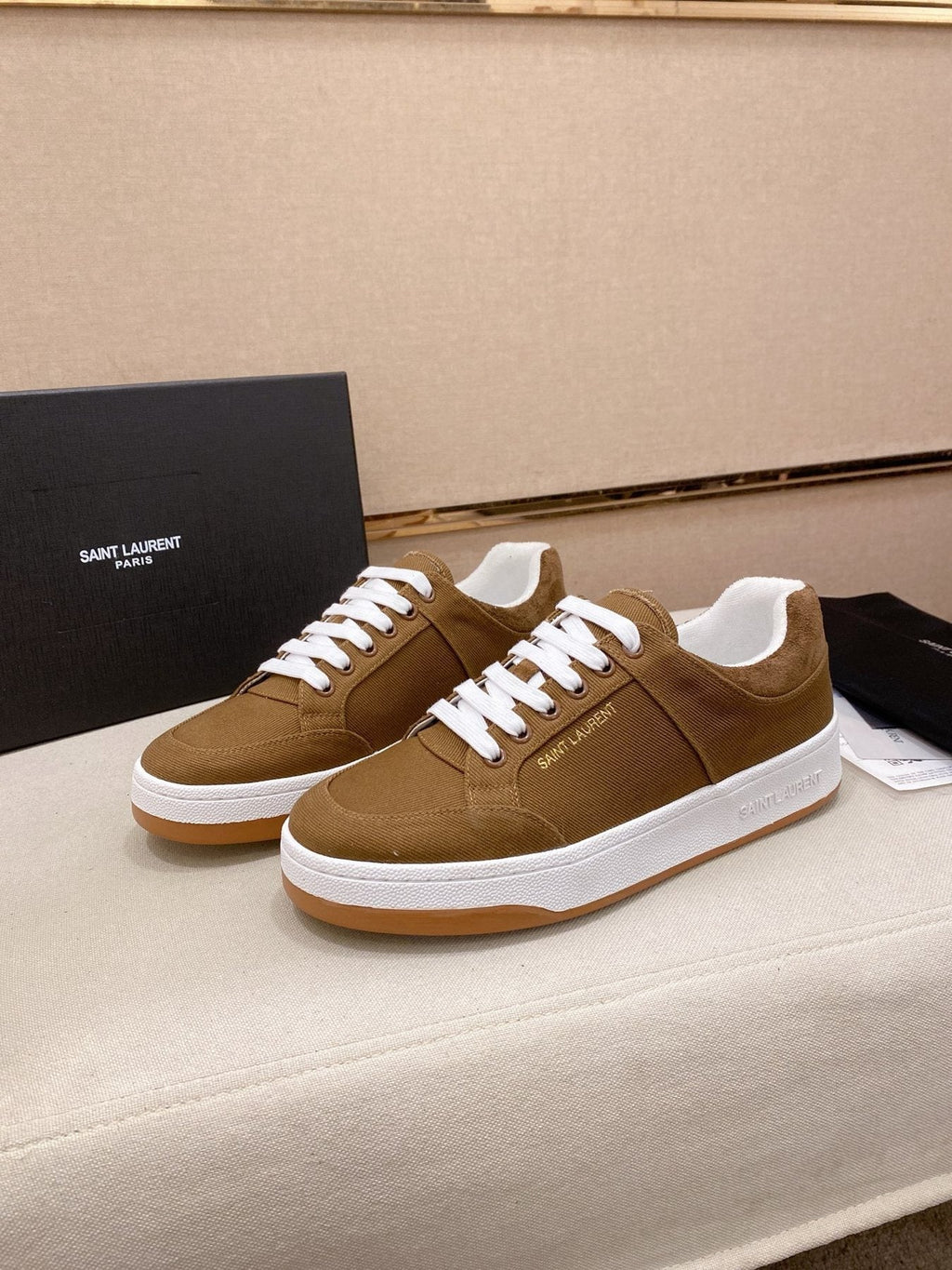 Saint Laurent Perforated Low-Top Sneakers — back