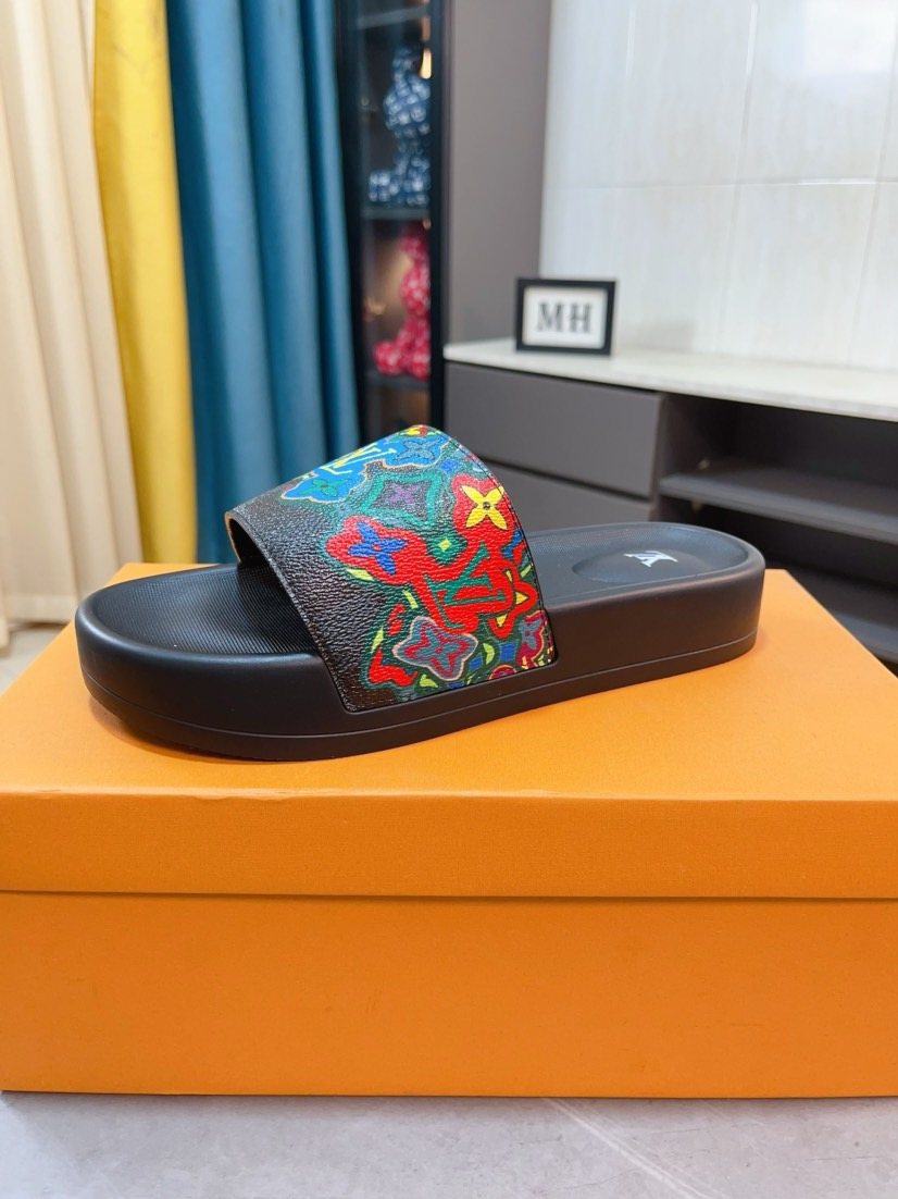 Louis Vuitton Multicolor Strap Slide Sandals — side