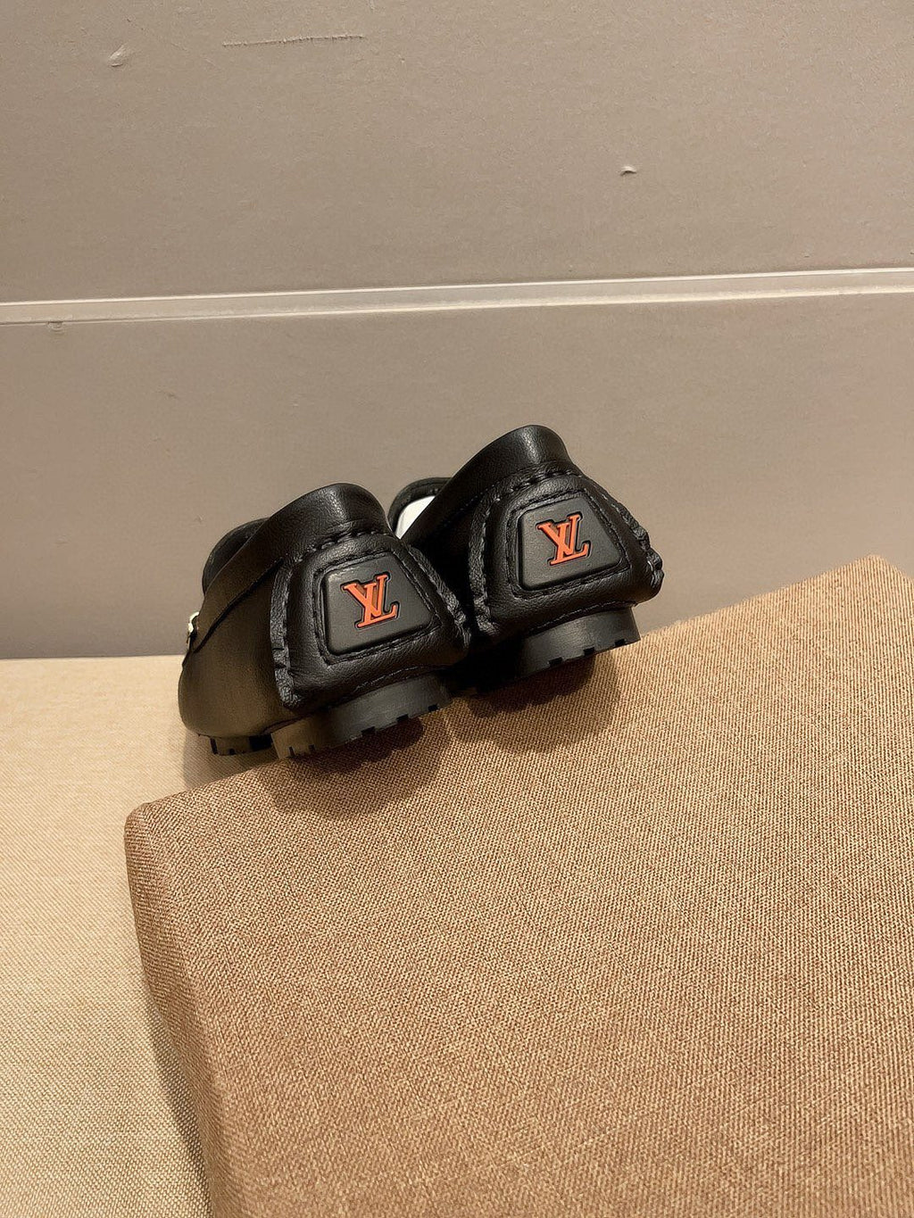 Louis Vuitton Black Pebbled Leather Loafers — back