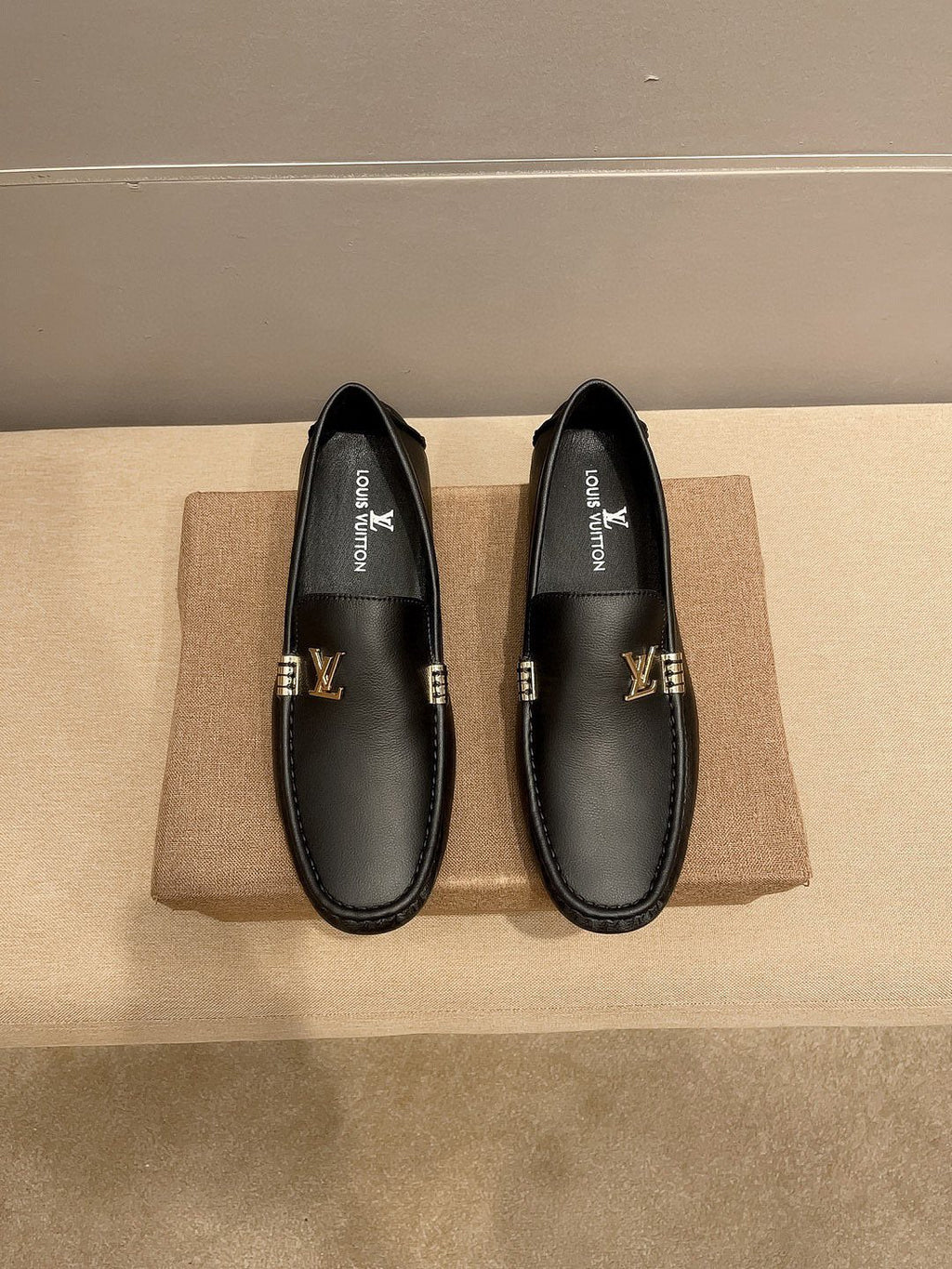 Louis Vuitton Black Pebbled Leather Loafers — hero