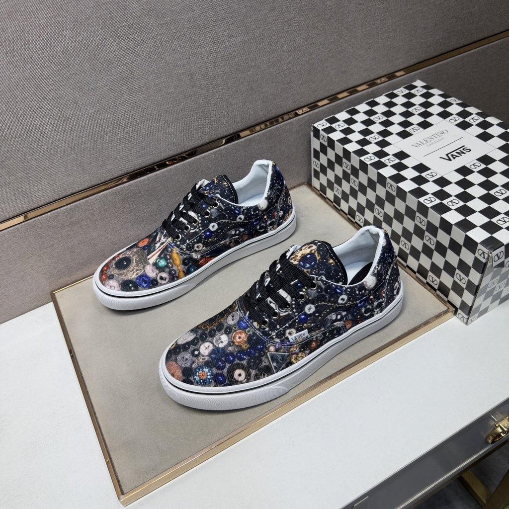 Vans Black Floral Print Low-Top Sneakers — front