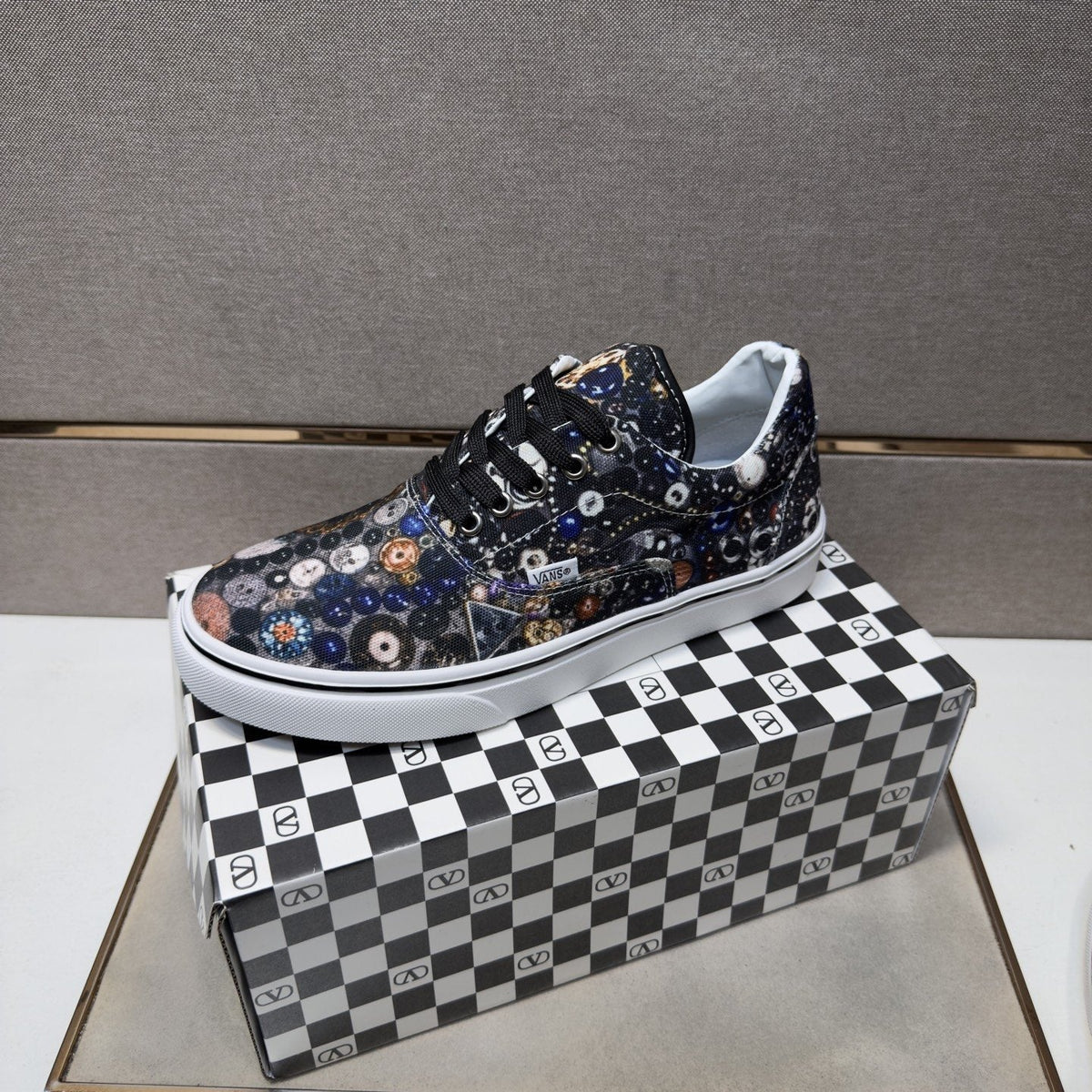 Vans Black Floral Print Low-Top Sneakers — side