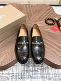 Christian Louboutin Black Gold-Tone Hardware Loafers — hero