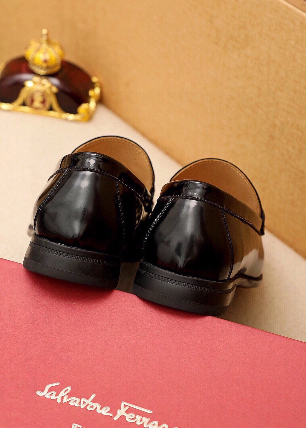 Ferragamo Black Hardware Loafers — back