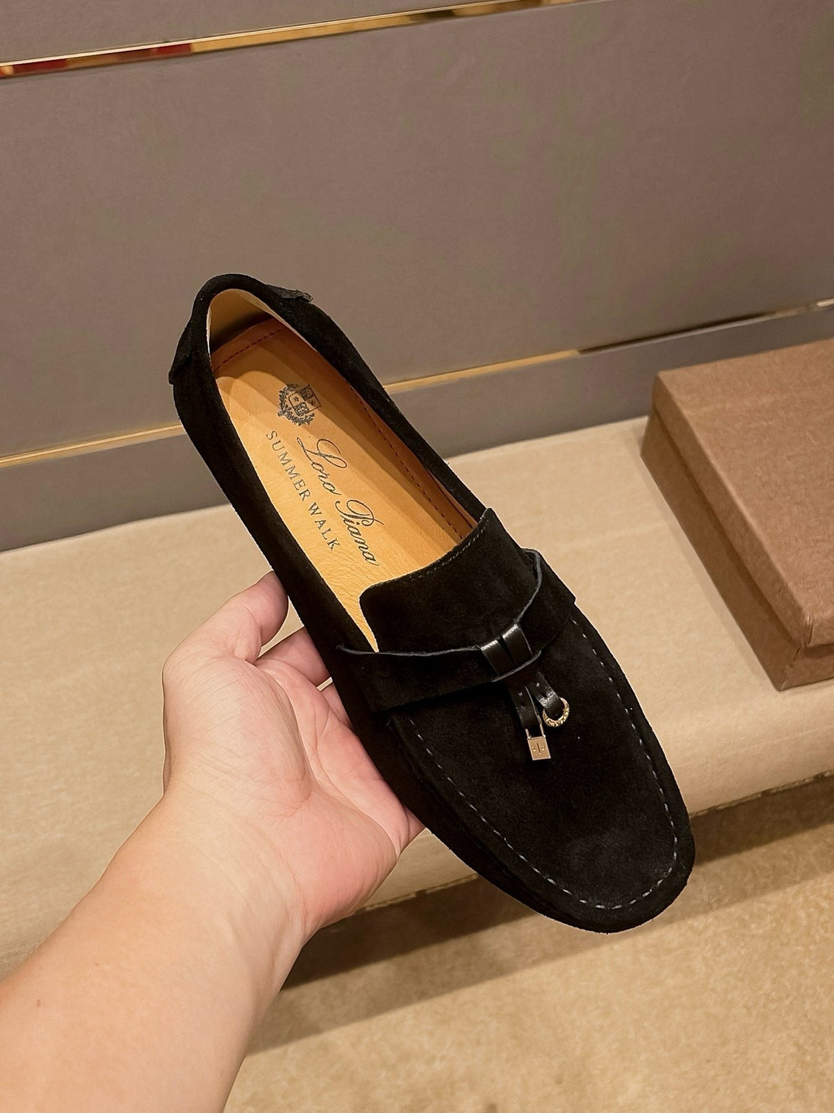 Loro Piana Black Metal-Bit Loafers — front
