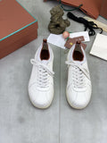 Loro Piana White Knit Leather Sneakers — hero