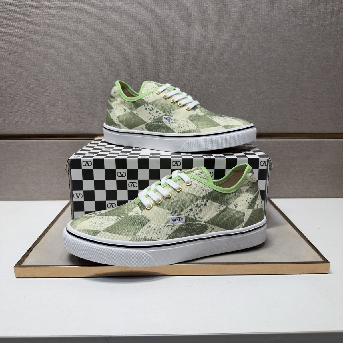 Vans Green Camouflage Low-Top Sneakers — front