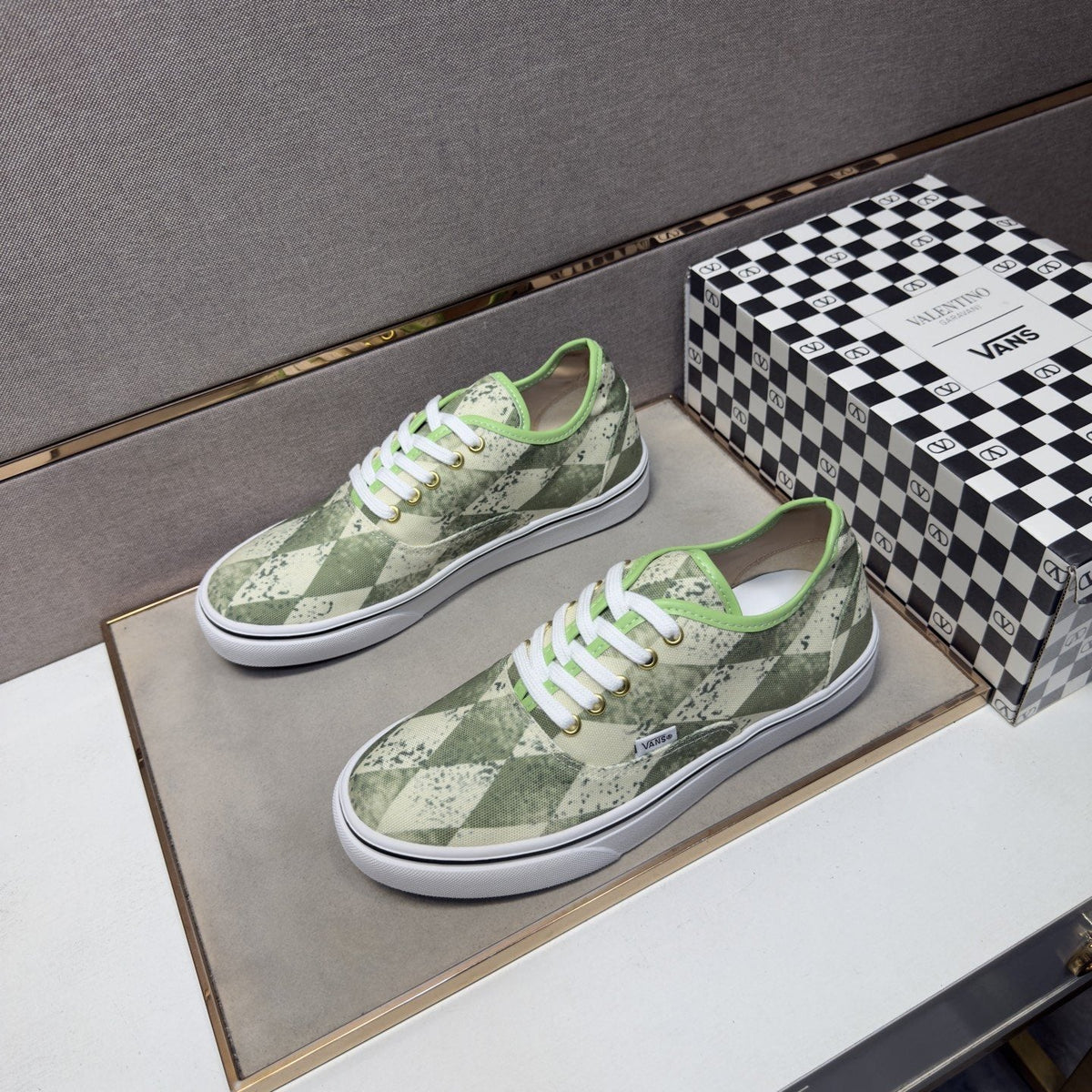 Vans Green Camouflage Low-Top Sneakers — front