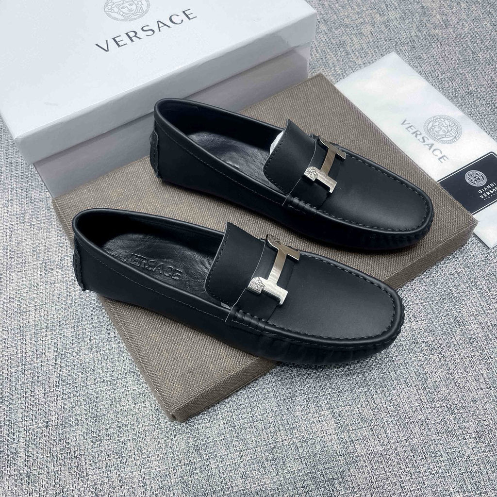 Versace Black Bar Loafers — front