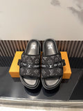 Louis Vuitton Black Monogram Slide Sandals — hero