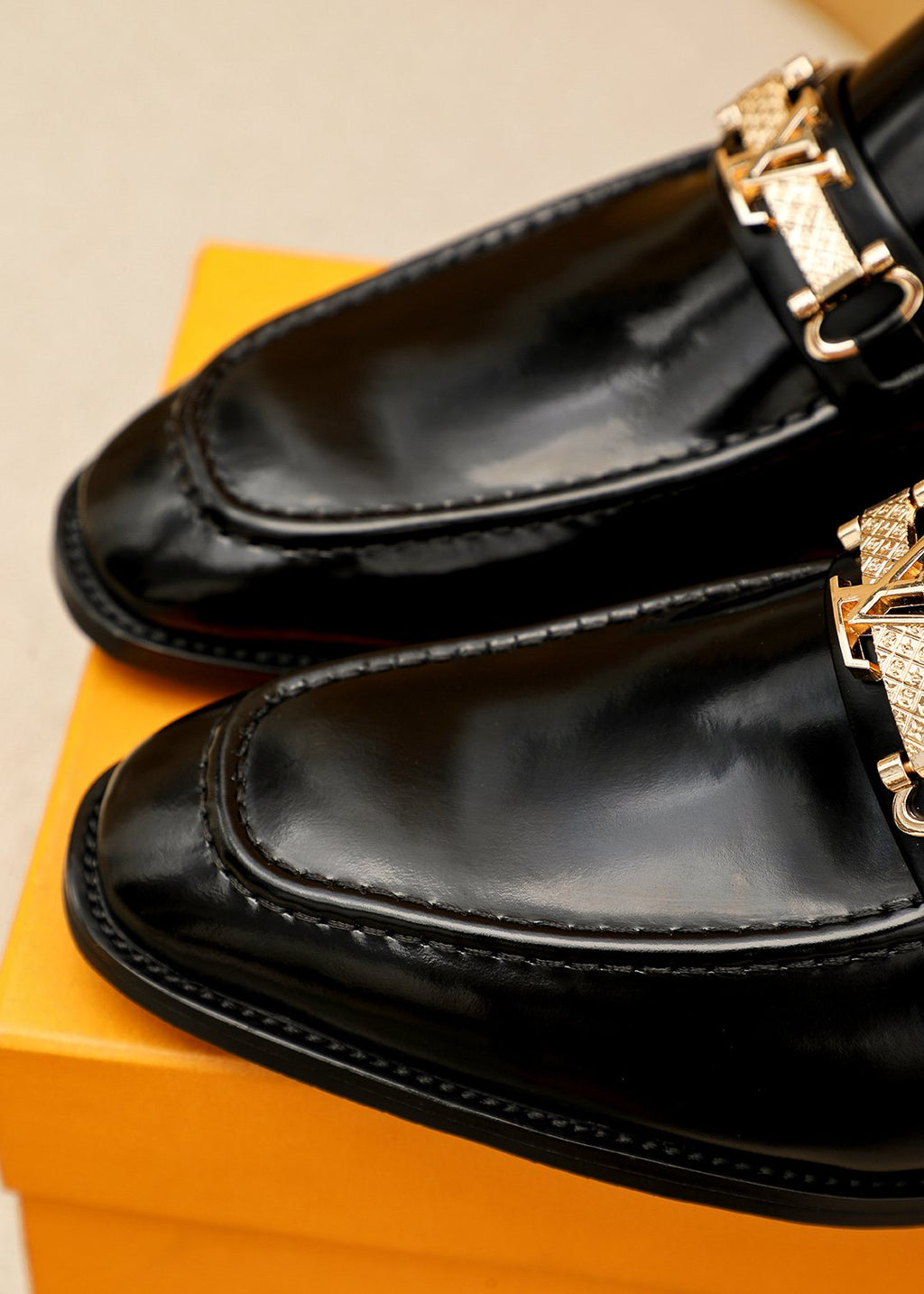 Louis Vuitton Black Buckle Loafers — detail