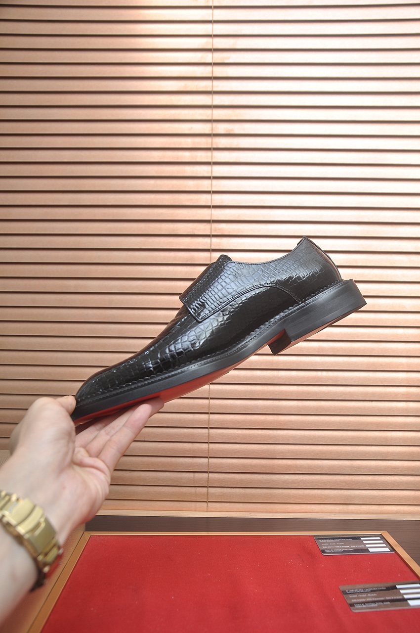 Christian Louboutin Black Buckle Loafers — side