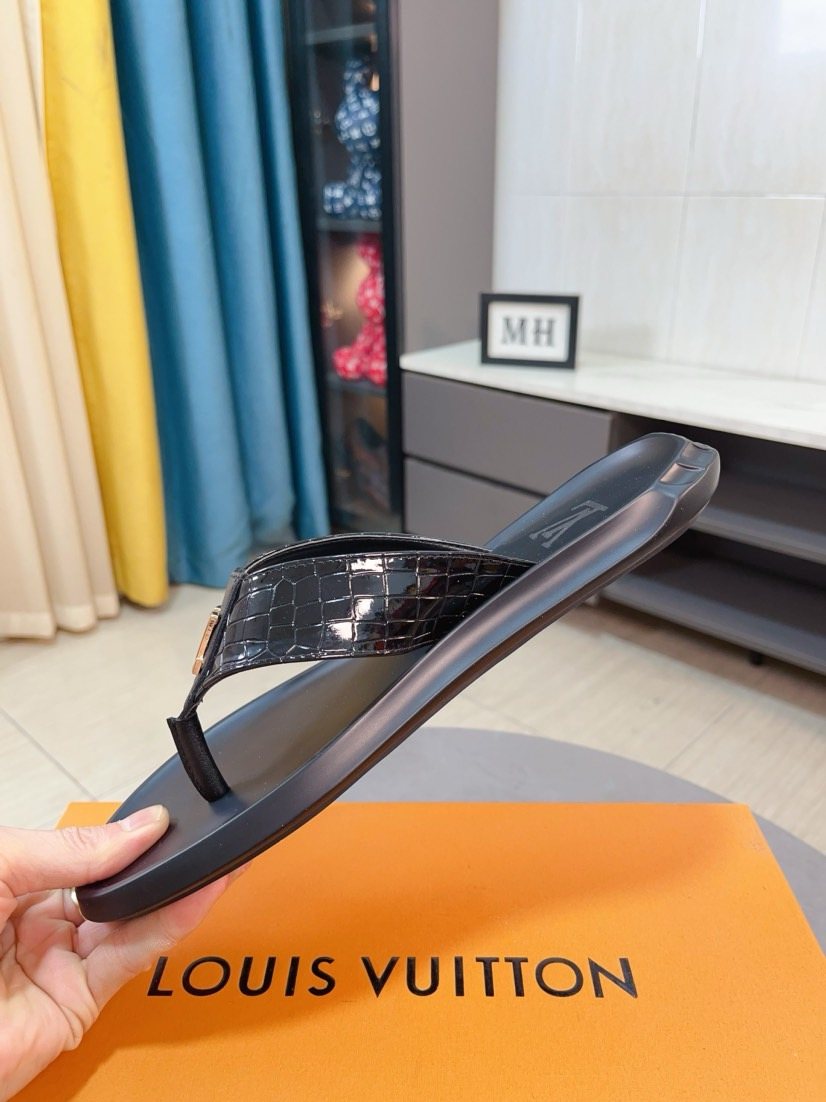 Louis Vuitton Crocodile-Embossed Thong Sandals — side