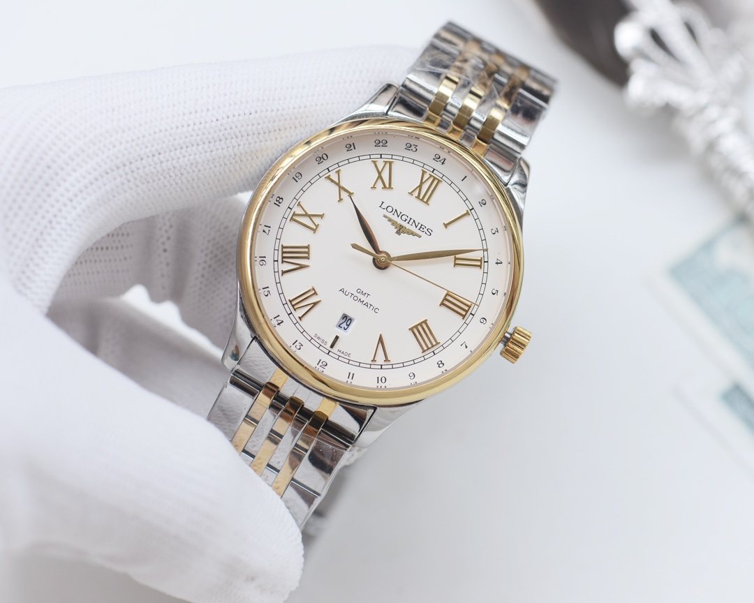 Longines White Two Tone Bracelet Watch — front