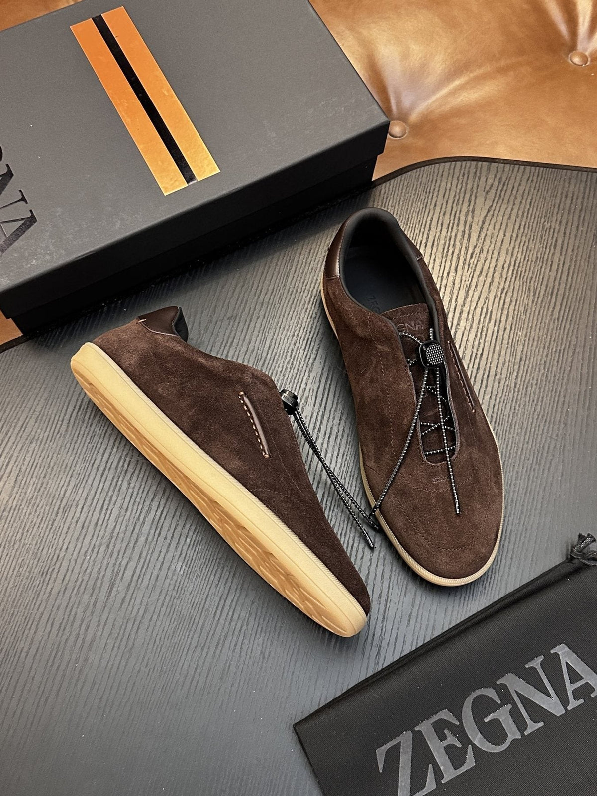 Zegna Triple Stitch Slip-On Sneakers — side