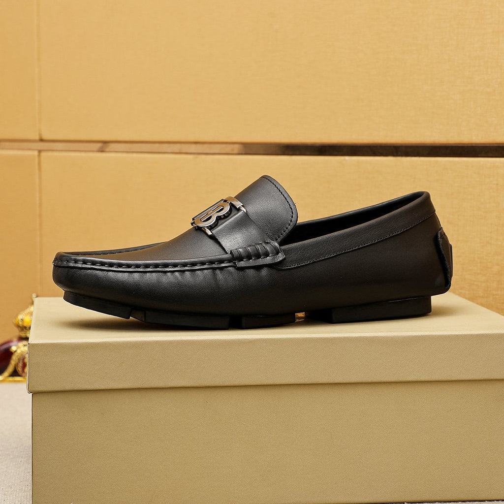 Burberry Black Metal Monogram Loafers — side