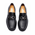 微商相册测试鞋子-Ferragamo Black Lug Sole Bit Loafers — front